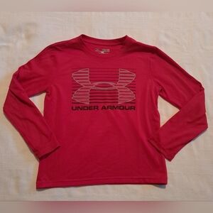 Under Armour boys size XS red long sleeve heat gear shirt VGUC